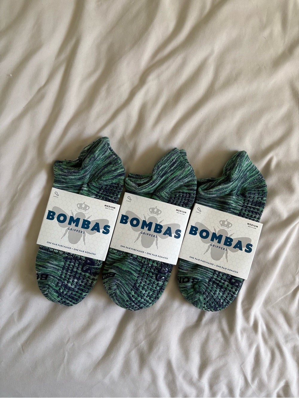 Bombas socks ankle gripper green color pack of 3